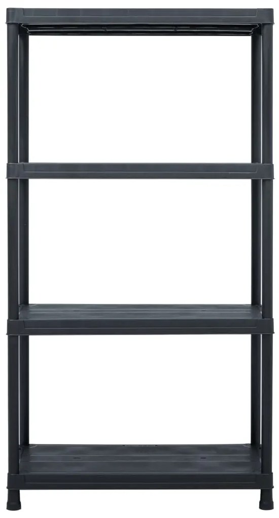 Estante de arrumação 100 kg 60x30x138 cm plástico preto