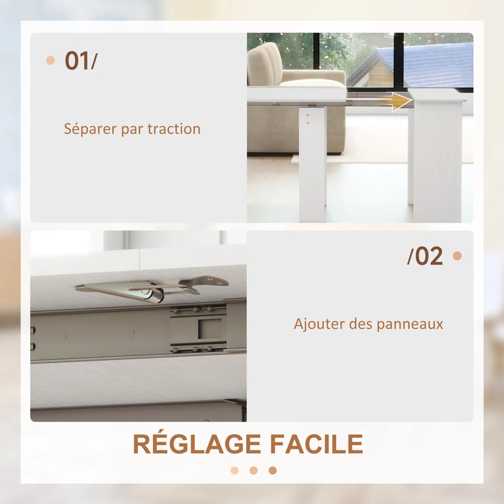 Mesa de jantar dobrável, mesa dobrável de cozinha extensível para até 6 pessoas, para espaços pequenos, sala de jantar, branca