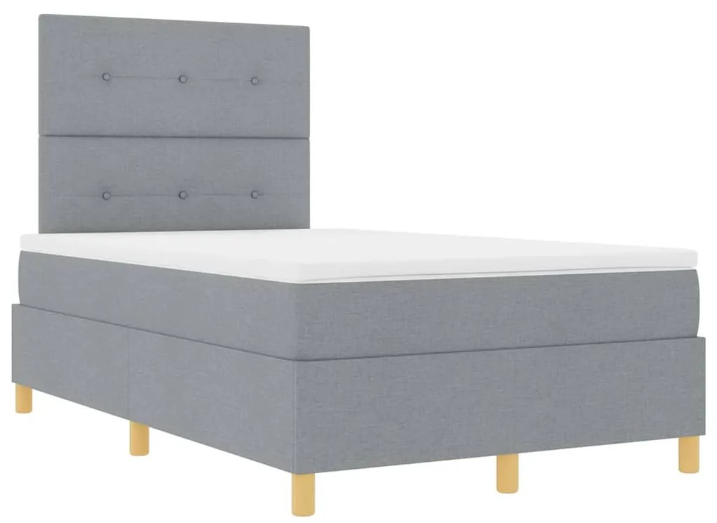 Cama box spring com colchão cinza claro 120x200 cm de tecido