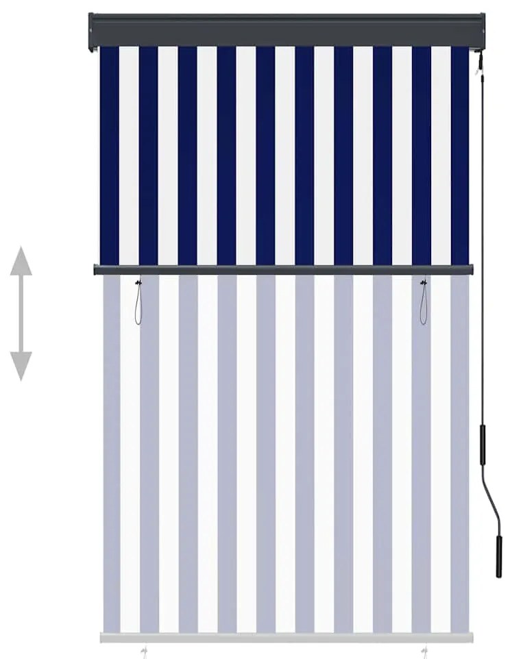 Estore de rolo para exterior 100x250 cm azul e branco