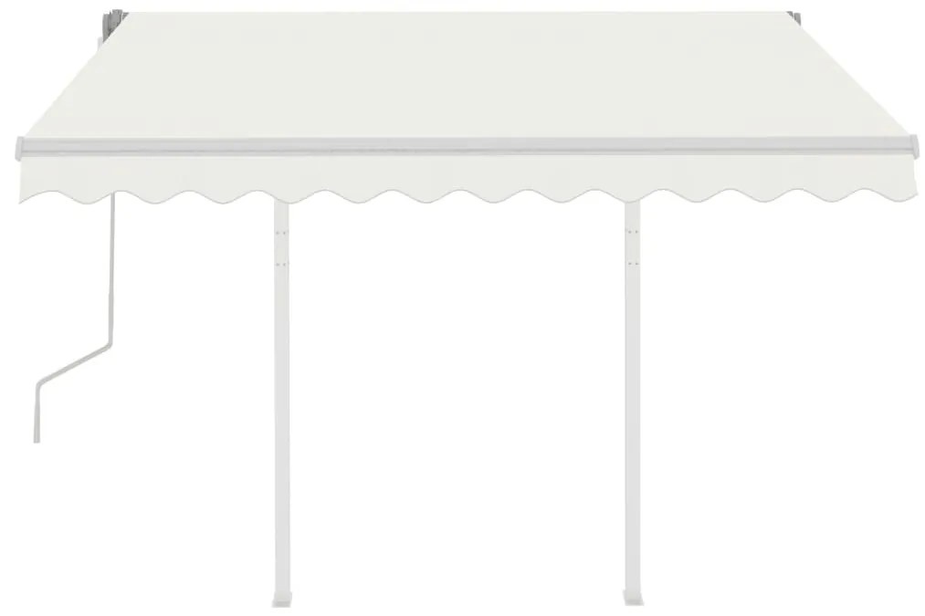 Toldo retrátil manual com postes 3,5x2,5 m cor creme