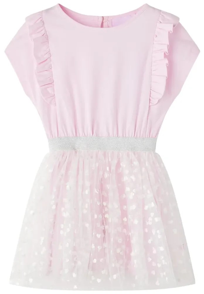 Vestido de criança com folhos rosa-claro 128