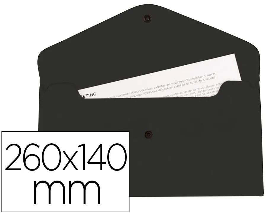 Bolsa Porta Documentos com Mola Formato Envelope Americano 260x140 mm Preto Opaco