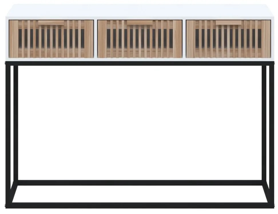 Mesa consola 105x30x75 cm derivados de madeira e ferro branco