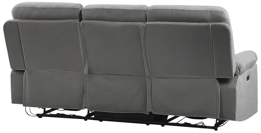 Sofá reclinável de 3 lugares veludo cinzento escuro com LED e entrada USB BERGEN Beliani