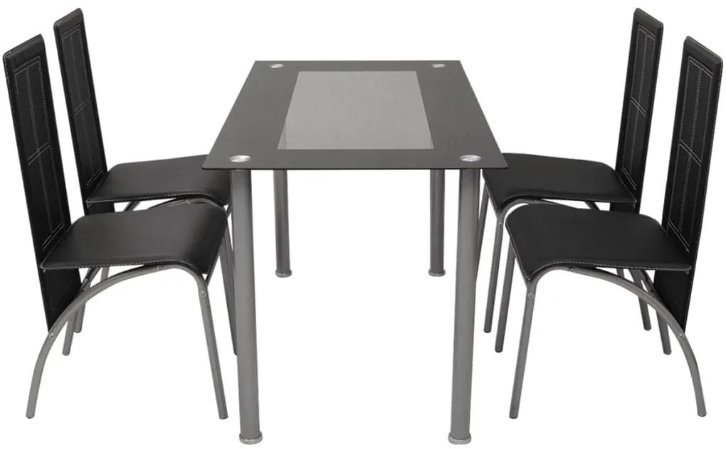 Conjunto de Jantar Dinner com 4 Cadeiras e 1 Mesa - Preto - Design Mod