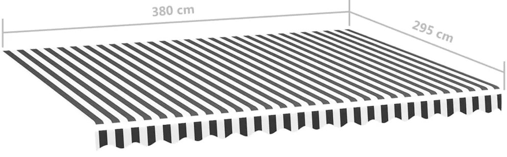 Tecido de substituição para toldo 4x3 m antracite e branco
