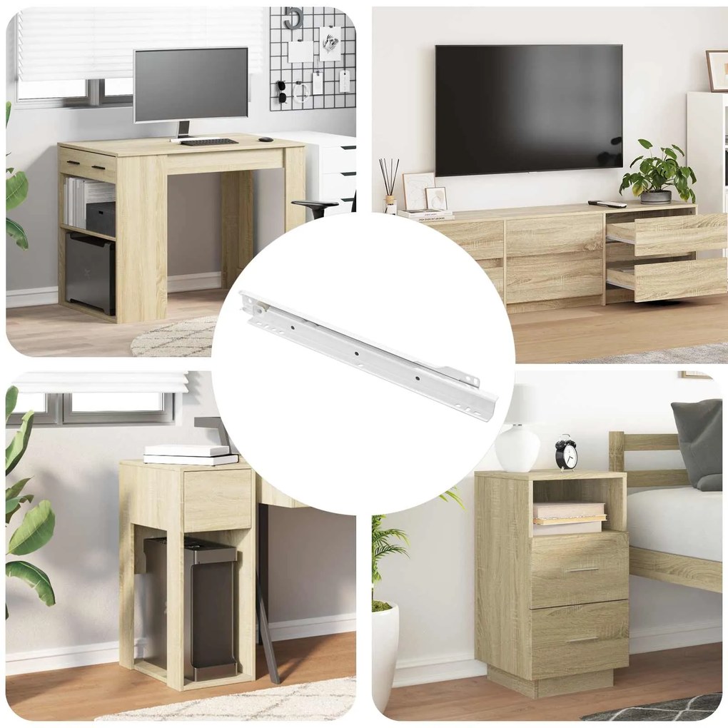 vidaXL Corrediça de Gaveta 73 pcs Branco Aço