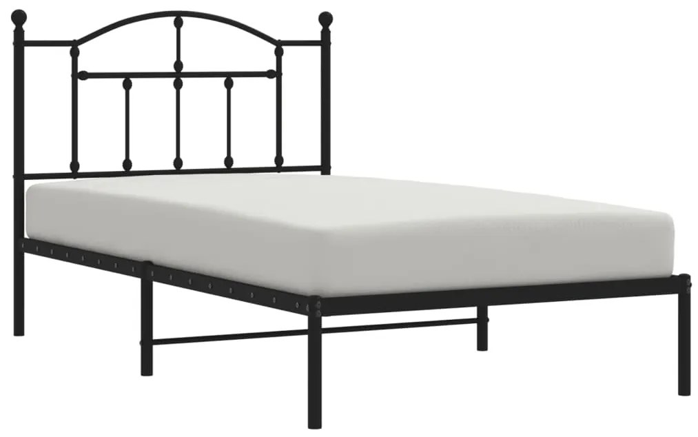 Estrutura de cama com cabeceira 100x190 cm metal preto