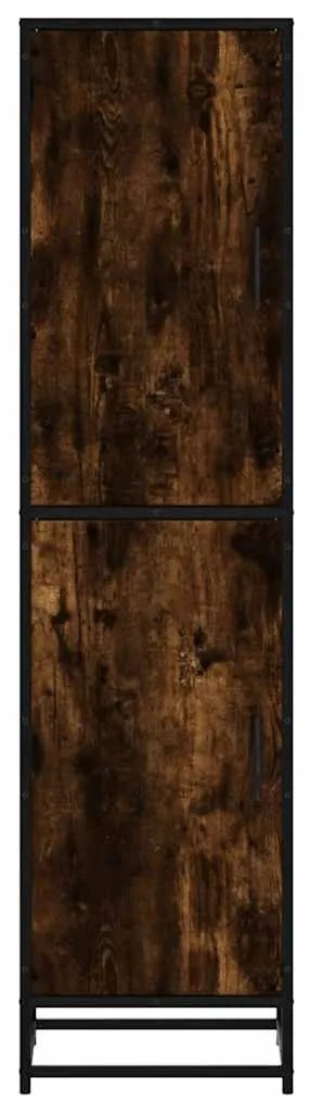 Armário alto 35,5x35x139 cm madeira e metal carvalho fumado