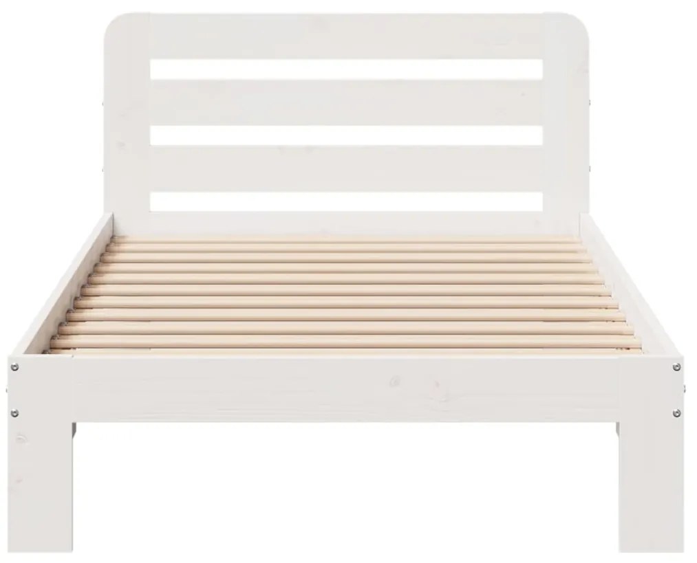 Cama sem colchão 75x190 cm madeira de pinho maciça branco