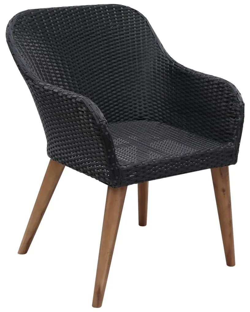 9 pcs conjunto jantar exterior com almofadões vime PE preto