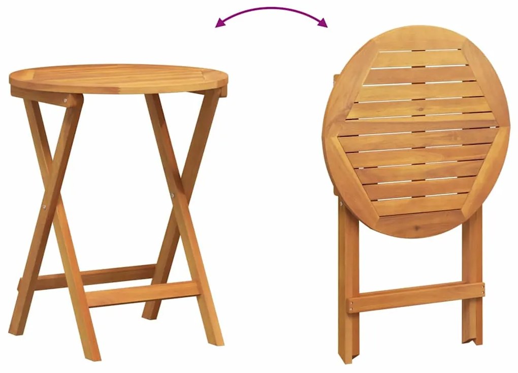 Mesa de Jardim Dobrável Redonda Ø60 x 72 cm em madeira de acácia