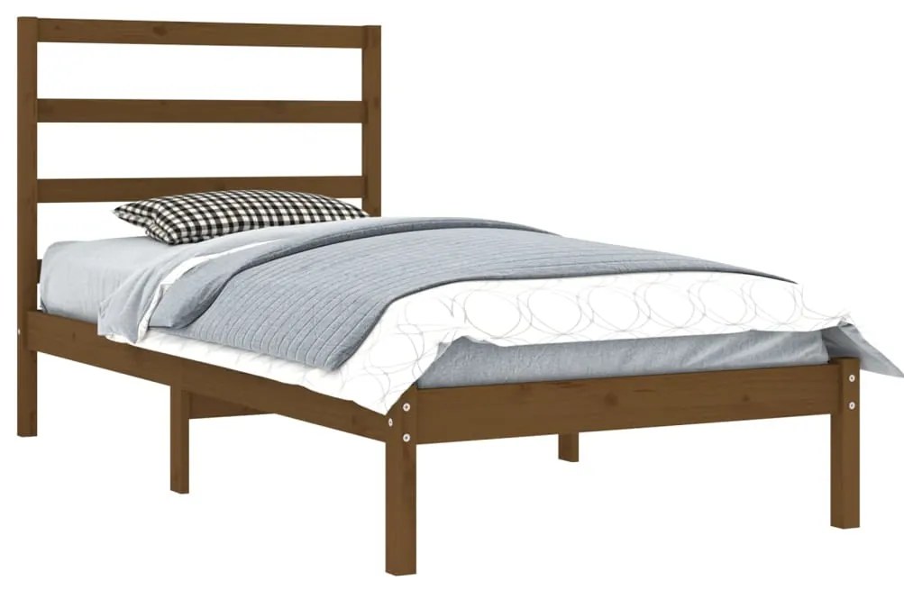 Estrutura de cama 100x200 cm madeira pinho maciço castanho mel