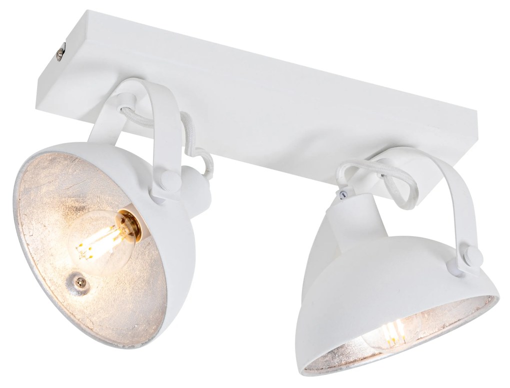 Luminária de teto industrial branca com prateado 2 luzes ajustáveis - Magnax Industrial