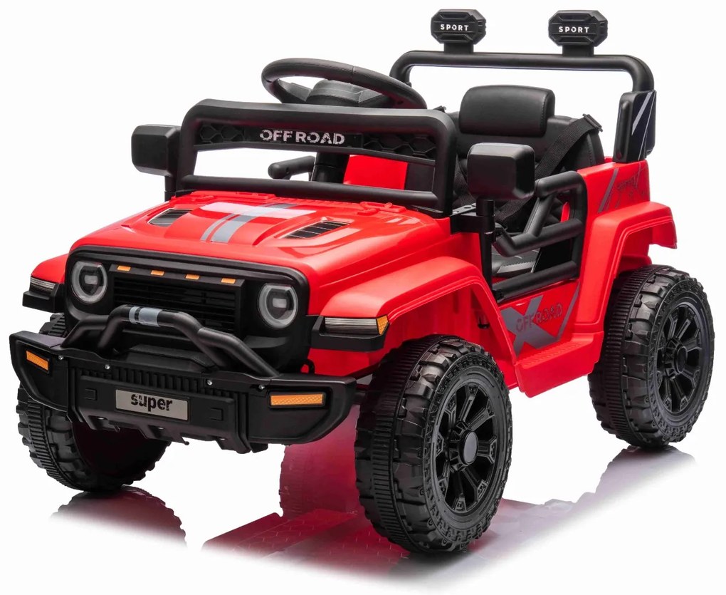 Jipe elétrico para crianças OFFROAD NEW, bateria de lítio, chassis alto, banco largo, suspensão nas rodas traseiras, controlo remoto de 2,4 GHz, leito