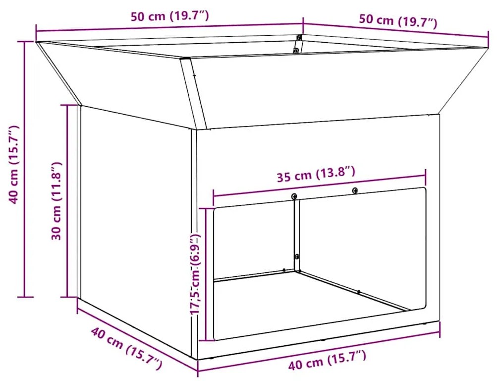 Fire Pit Preto 50 x 50 x 40 cm Aço