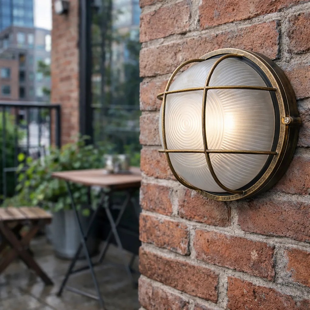 Candeeiro de parede exterior industrial dourado antigo IP44 - Hanneke