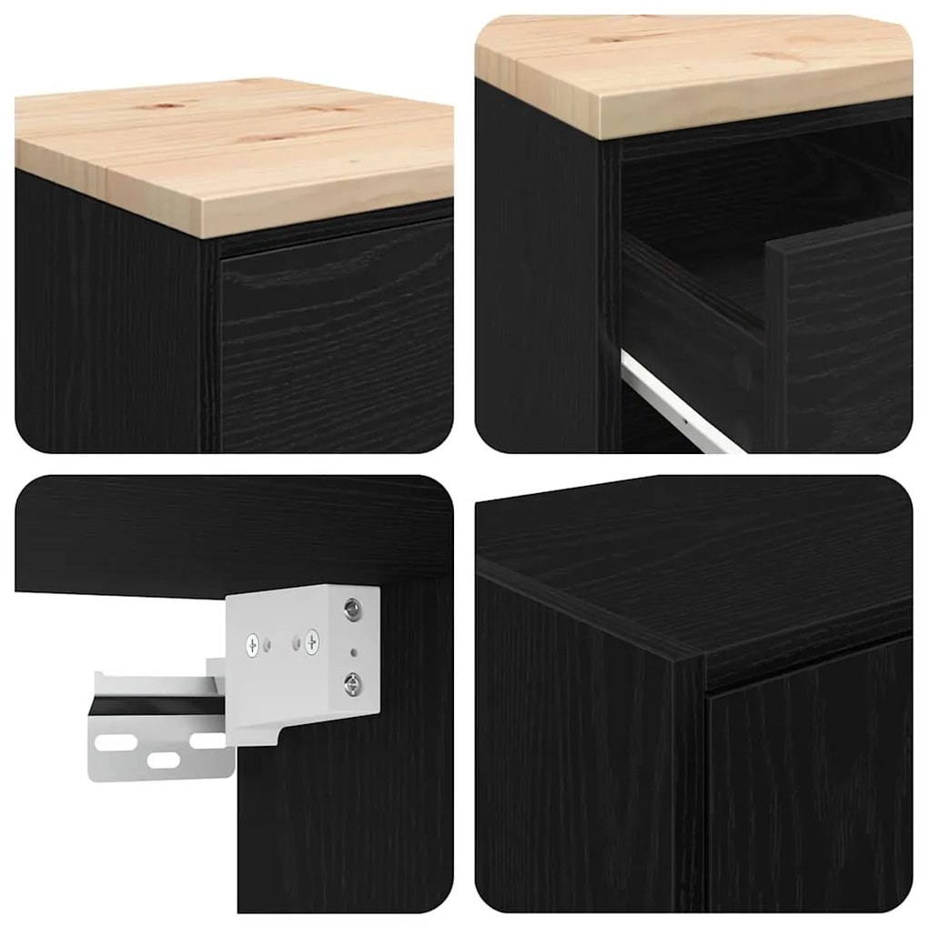 Armários de garagem 2 pcs derivados de madeira preto