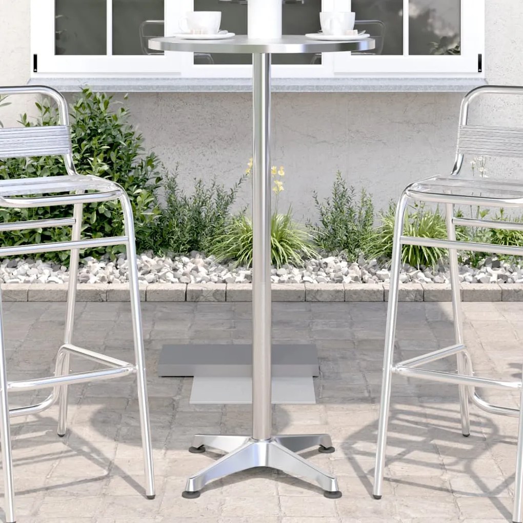 vidaXL Mesa de bar com altura ajustável Ø59,5x70/114,5 cm alumínio