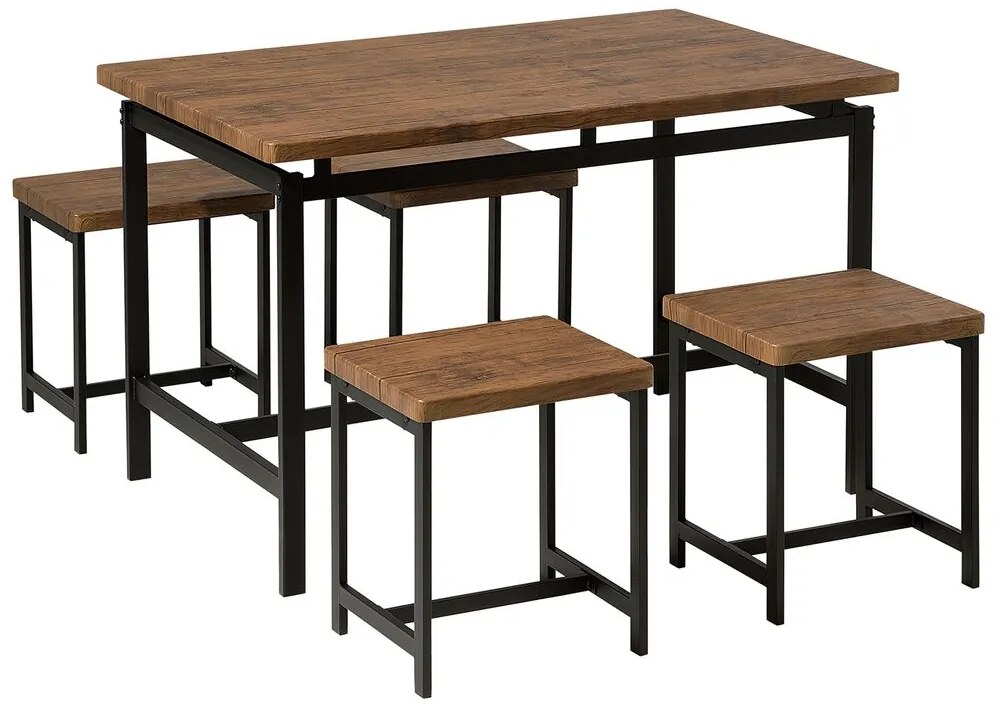 Conjunto de refeição 4 lugares castanho e preto ARLINGTON Beliani