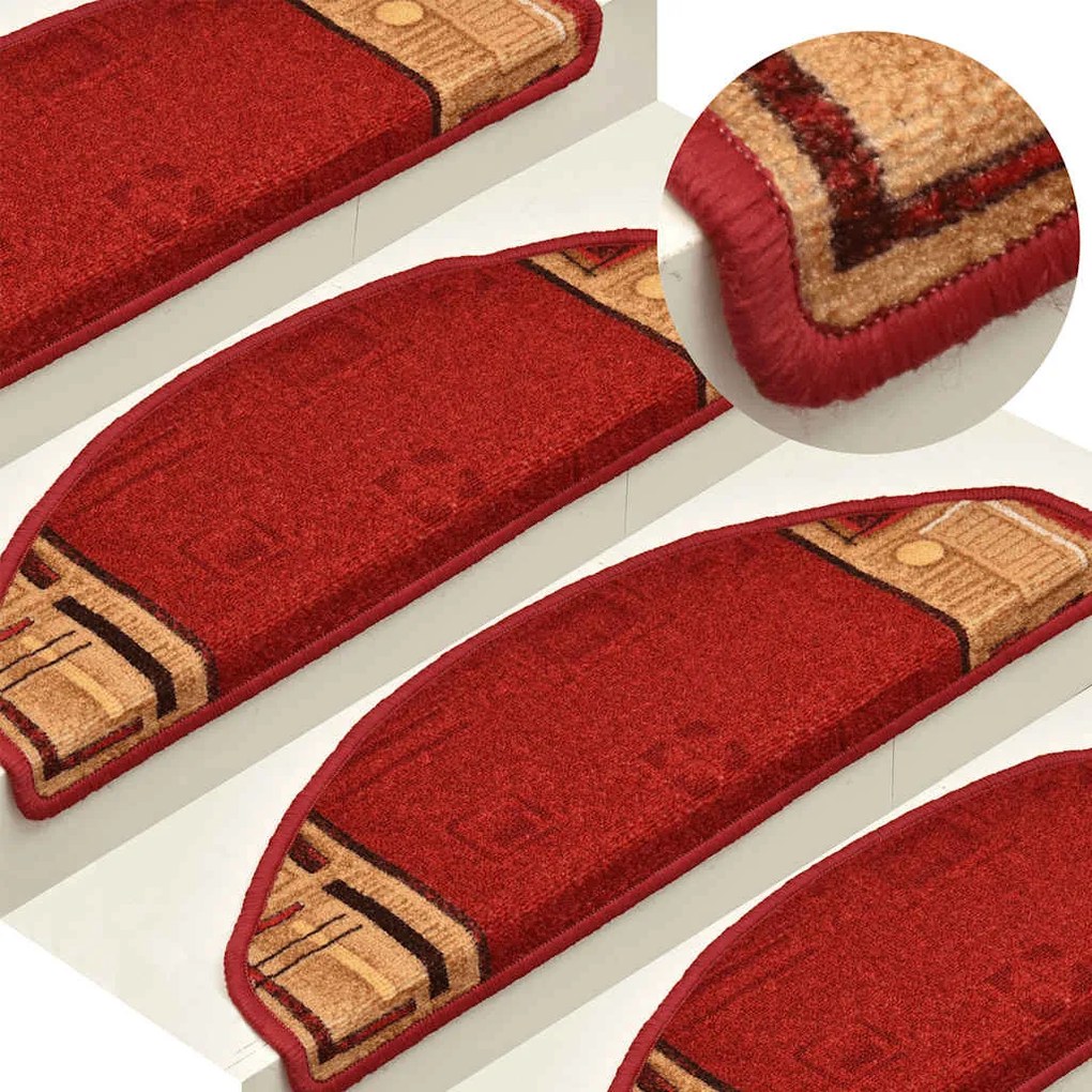 Tapetes de escadas adesivos 10 pcs 65x21x4 cm vermelho