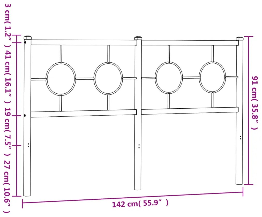 Cabeceira de cama 135 cm metal preto
