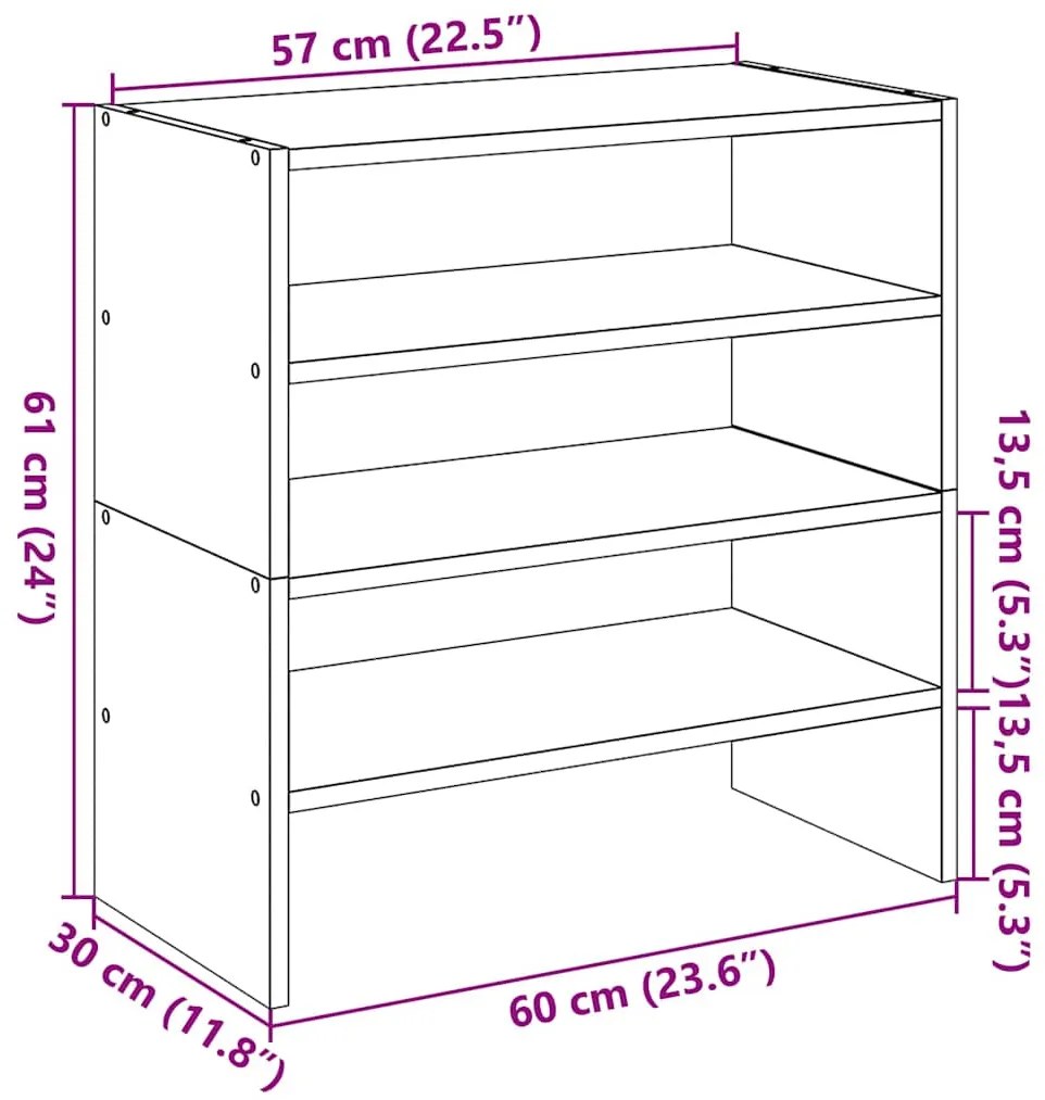 Sapateiras 2 pcs empilháveis 60x30x30,5 cm madeira velha