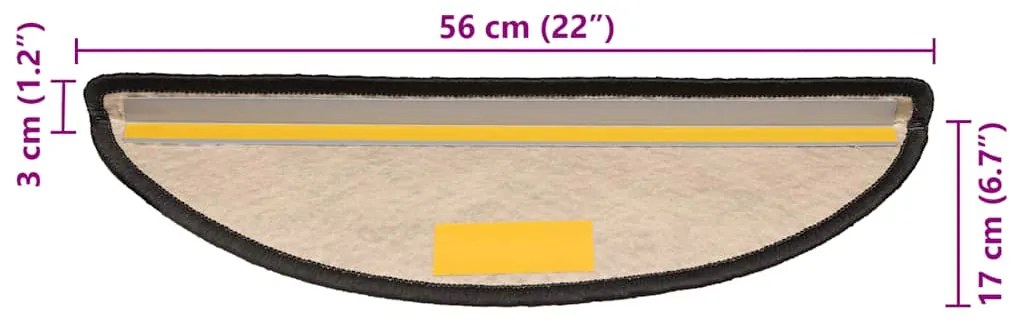 Tapetes escada adesivos aspeto sisal 15 pcs 56x17x3cm antracite