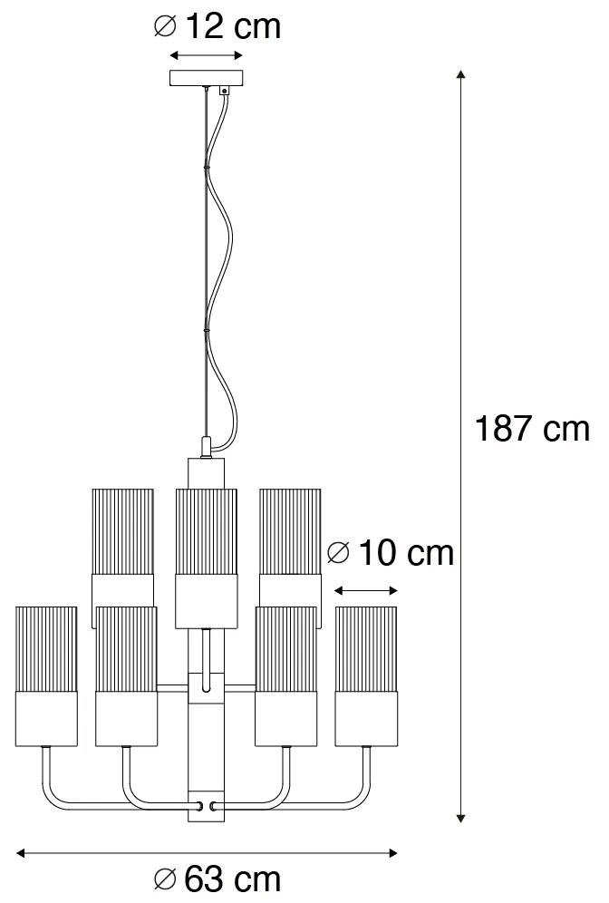 Lustre moderno preto com vidro fumado 9-luzes - Laura Moderno