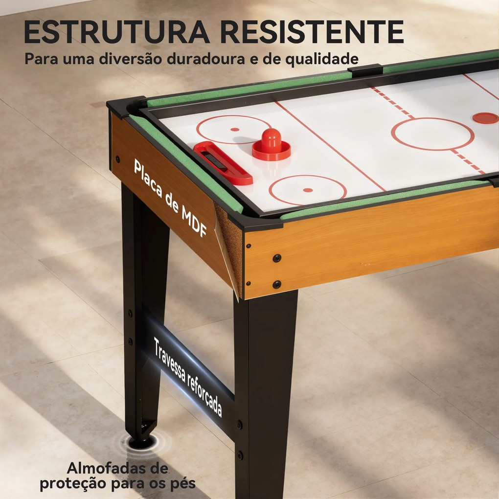 Mesa Multijogos 5 em 1 Mesa de Jogo com Matraquilho Bilhar Ping-Pong Hóquei e Basquetebol 134x108x144 cm Madeira e Preto