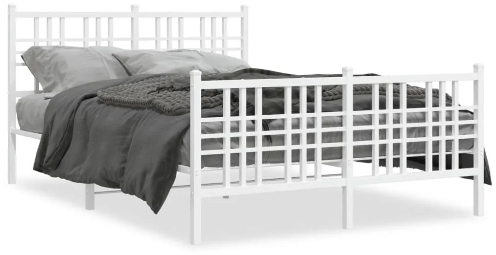 vidaXL Estrutura de cama com cabeceira e pés 140x190 cm metal branco