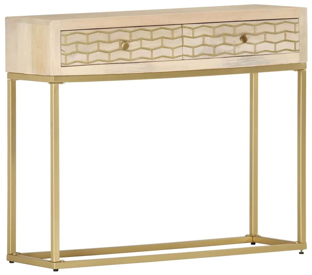 Mesa consola 90x30x75 cm madeira de mangueira maciça dourado