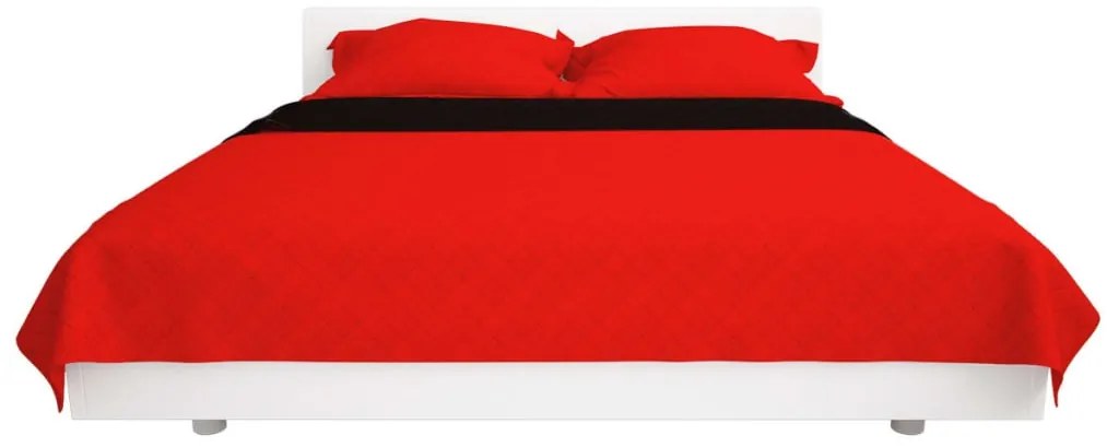 Colcha dupla face acolchoada 220x240 cm vermelho e preto