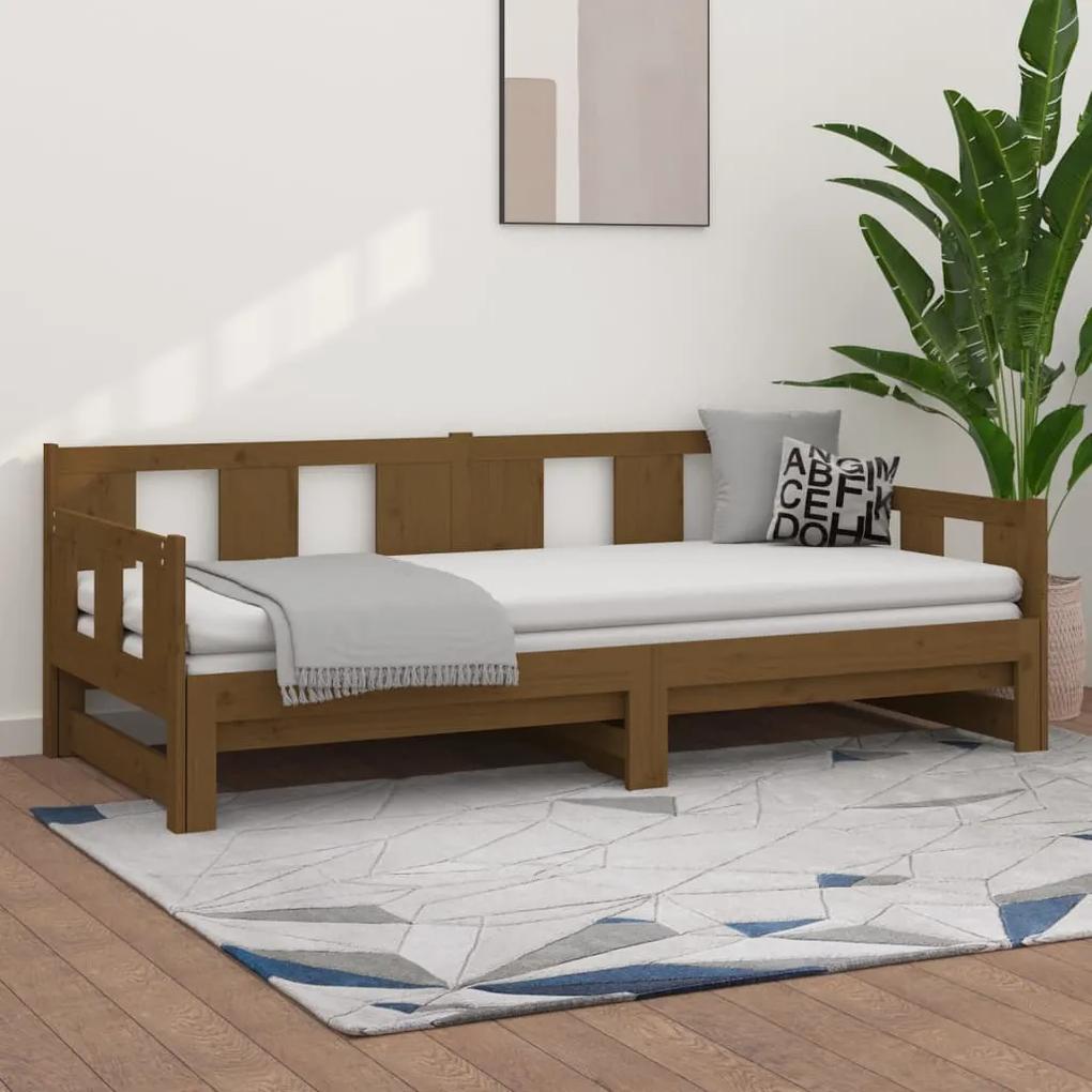 820295 vidaXL Estrutura sofá-cama de puxar pinho maciço castanho 2x(90x190)cm
