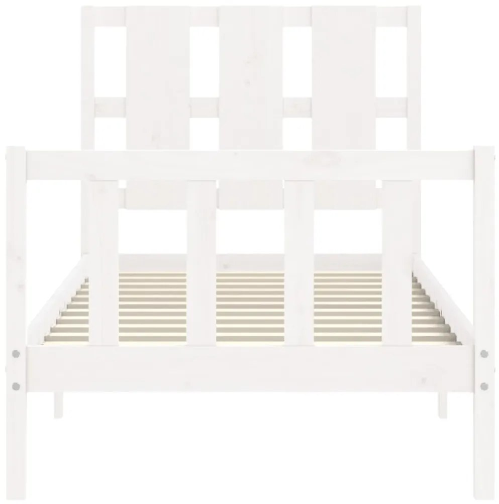 Cama sem colchão 90x200 cm madeira de pinho maciça branco