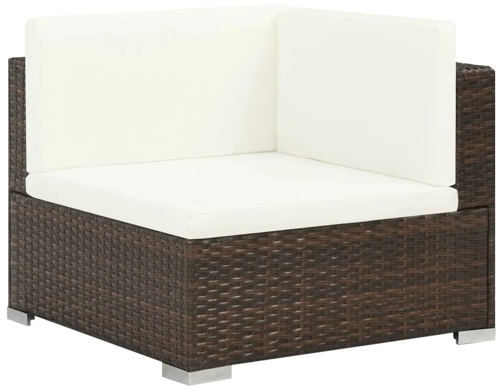 8 pcs conjunto lounge jardim c/ almofadões vime PE castanho