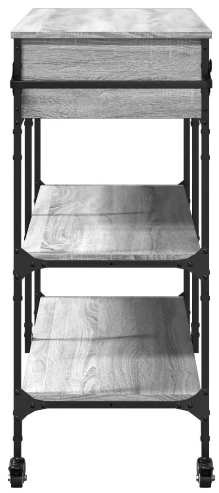 Carrinho de cozinha 105x42x95 cm derivados madeira cinza sonoma