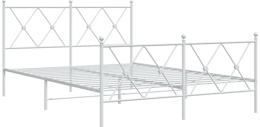 Estrutura de cama com cabeceira e pés 140x190 cm metal branco