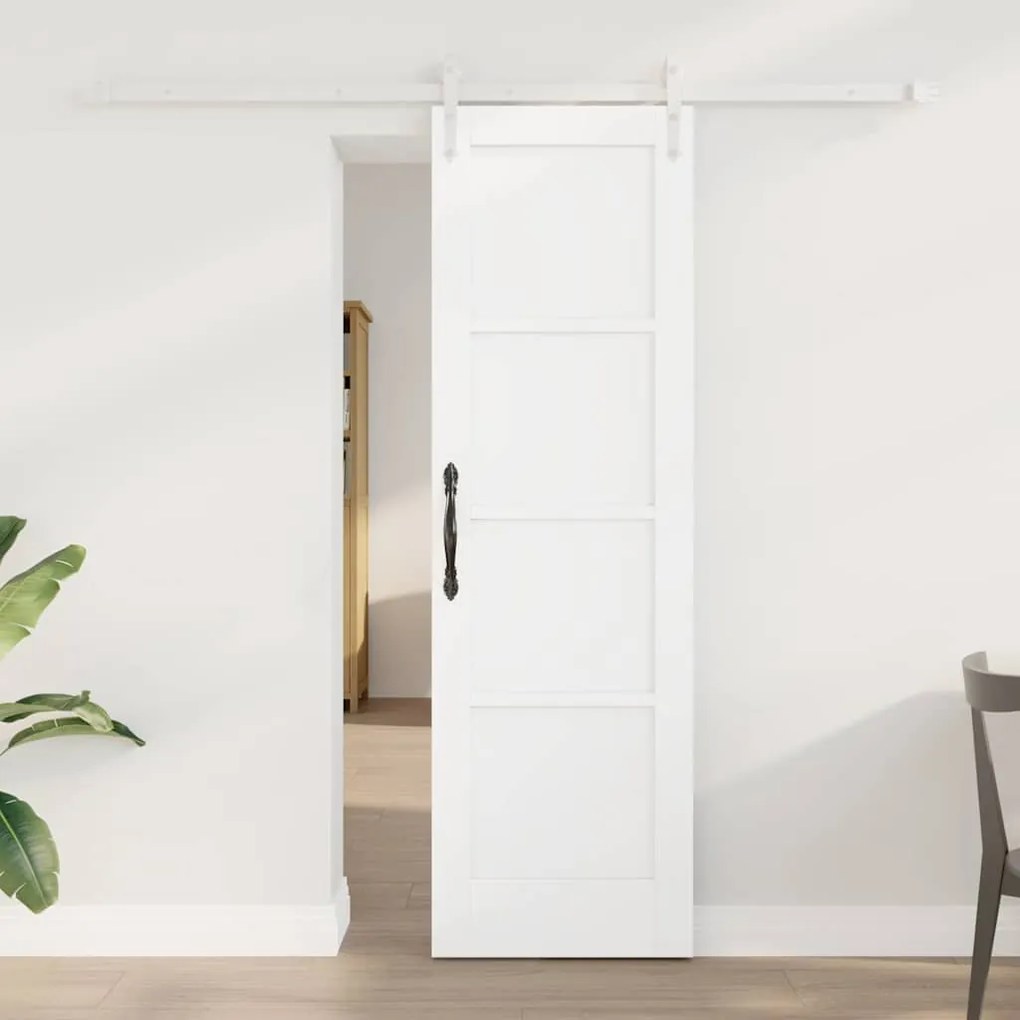 Porta Deslizante vidaXL com Conjunto de Hardware Branca 61x198,5 cm Madeira Sólida Pinus