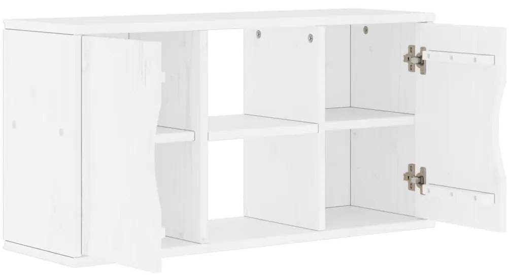 Armário para TV 79x24x40 cm Madeira maciça de pinho Branco