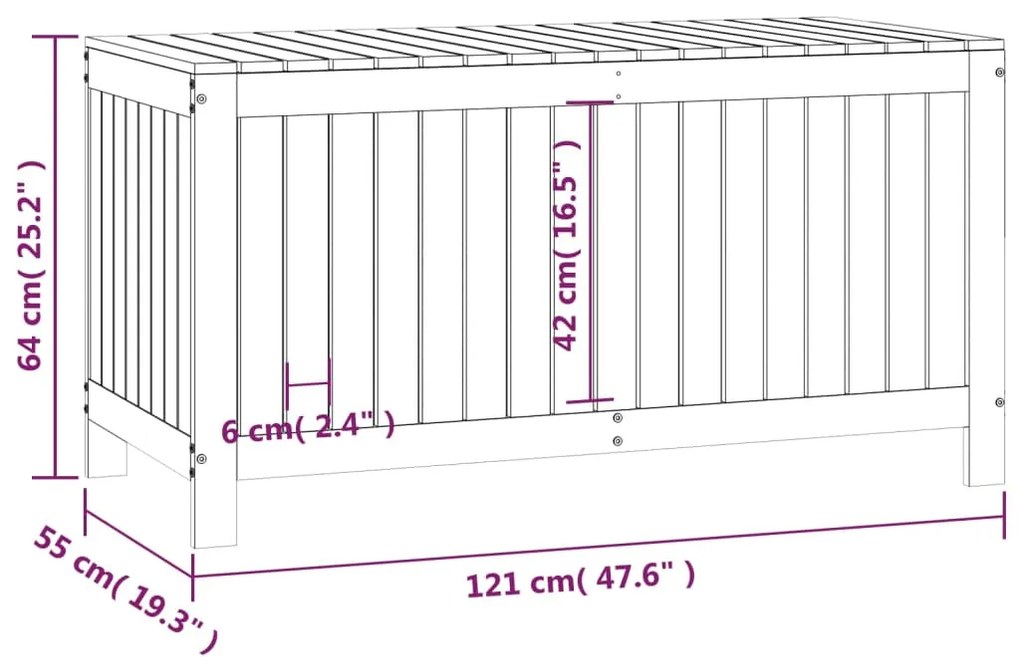 Caixa de arrumação jardim 121x55x64 cm pinho maciço preto