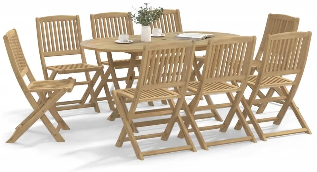 vidaXL 9 pcs conjunto de jantar para jardim madeira de acácia maciça