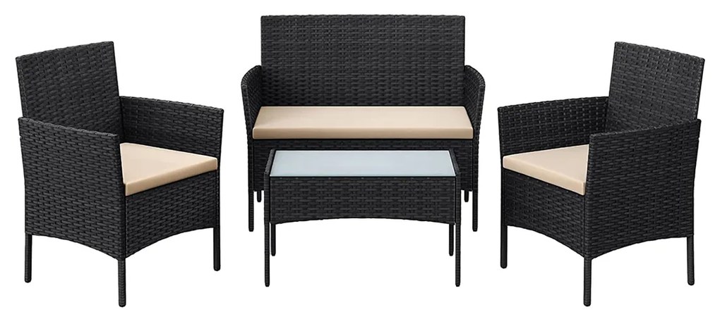 Conjunto de mobiliário de varanda em polirattan | SONGMICS | preto taupe | GGF004B05.
