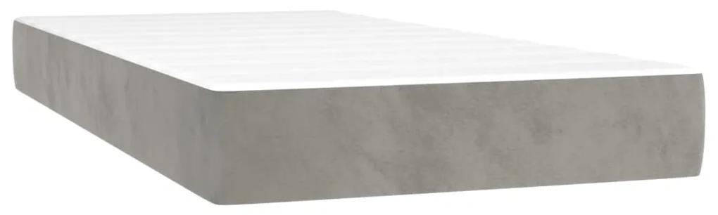 Cama com molas/colchão 90x200 cm veludo cinza-claro