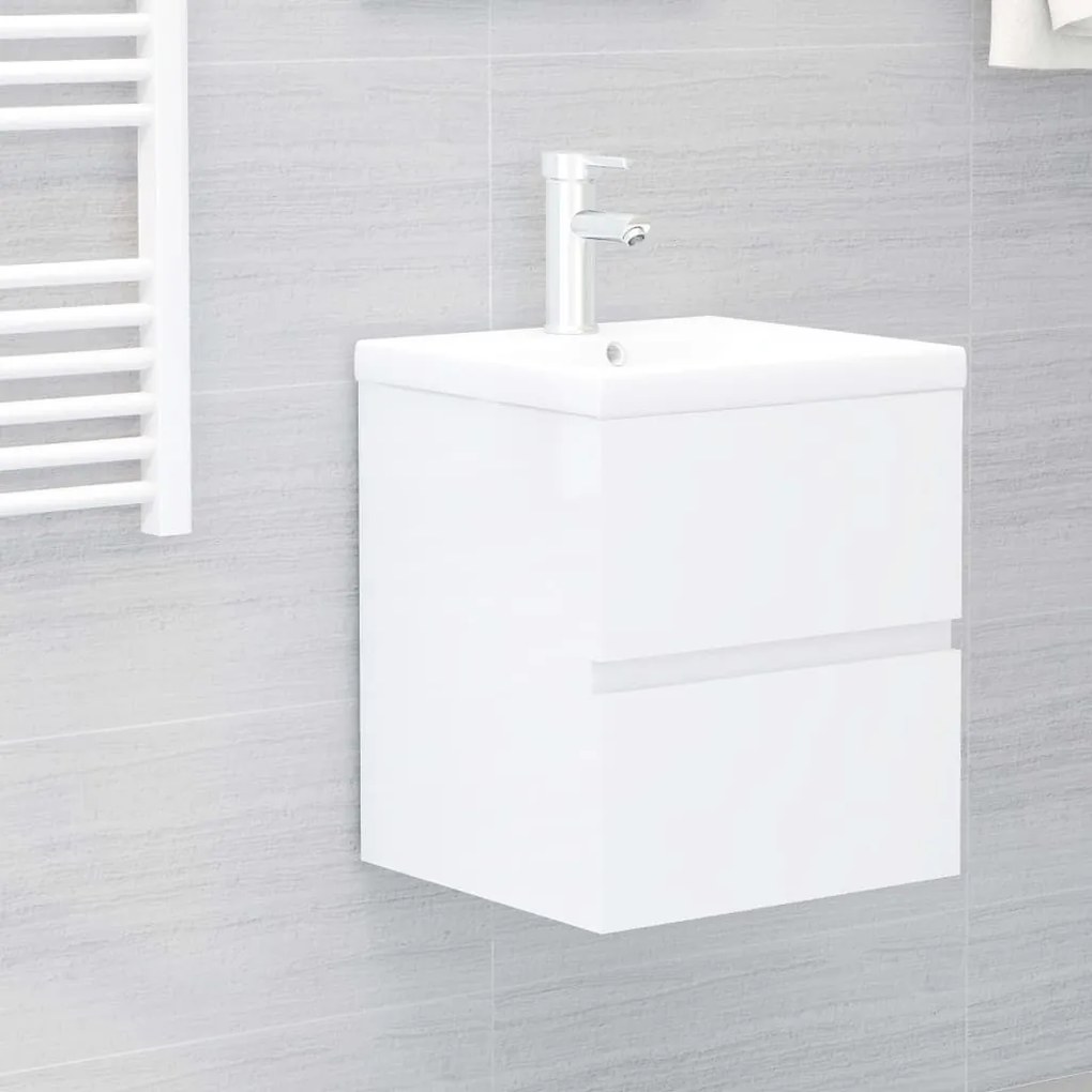 804734 vidaXL Armário lavatório 41x38,5x45 cm contraplacado branco brilhante