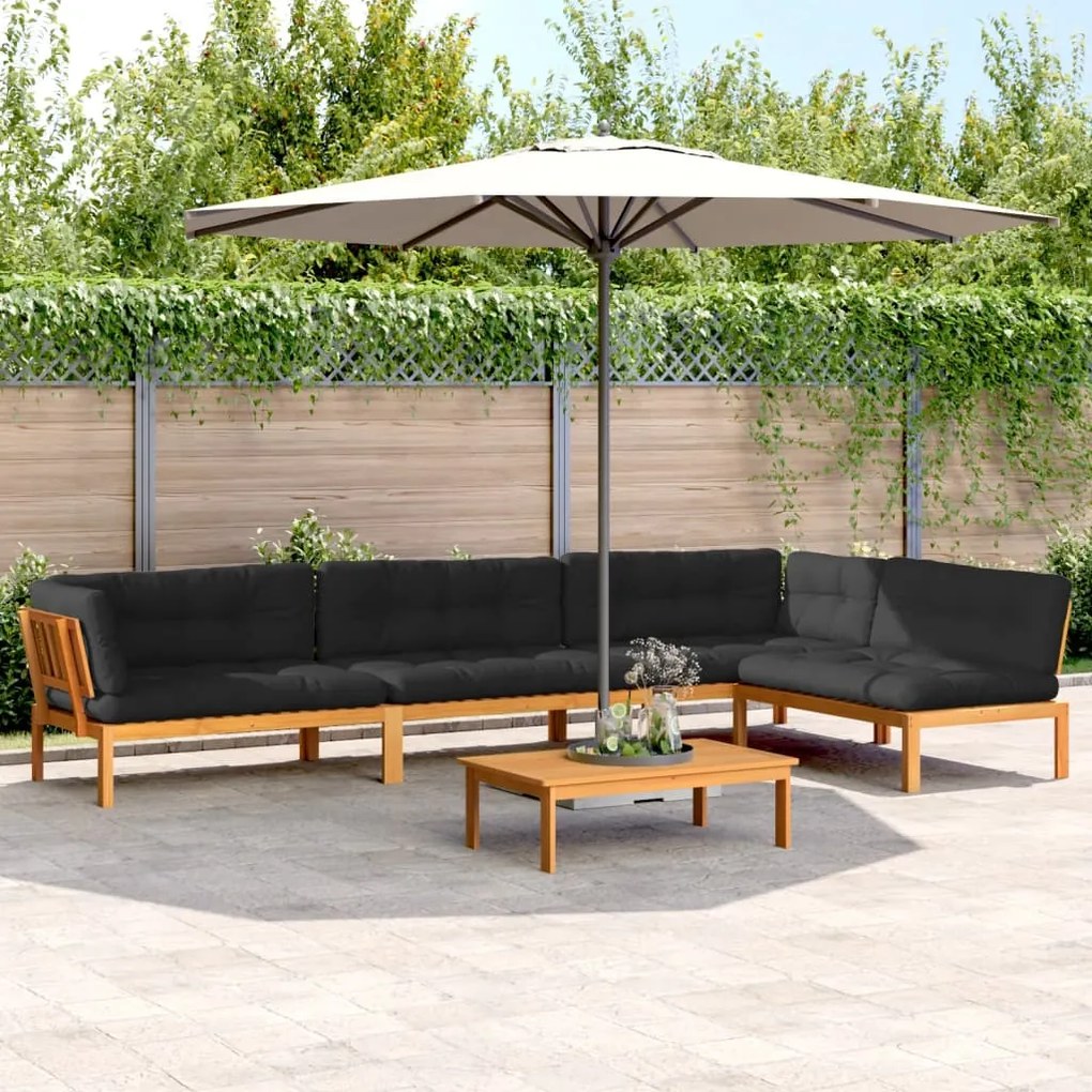 vidaXL 5 pcs móveis de paletes p/ jardim com almofadões acácia maciça