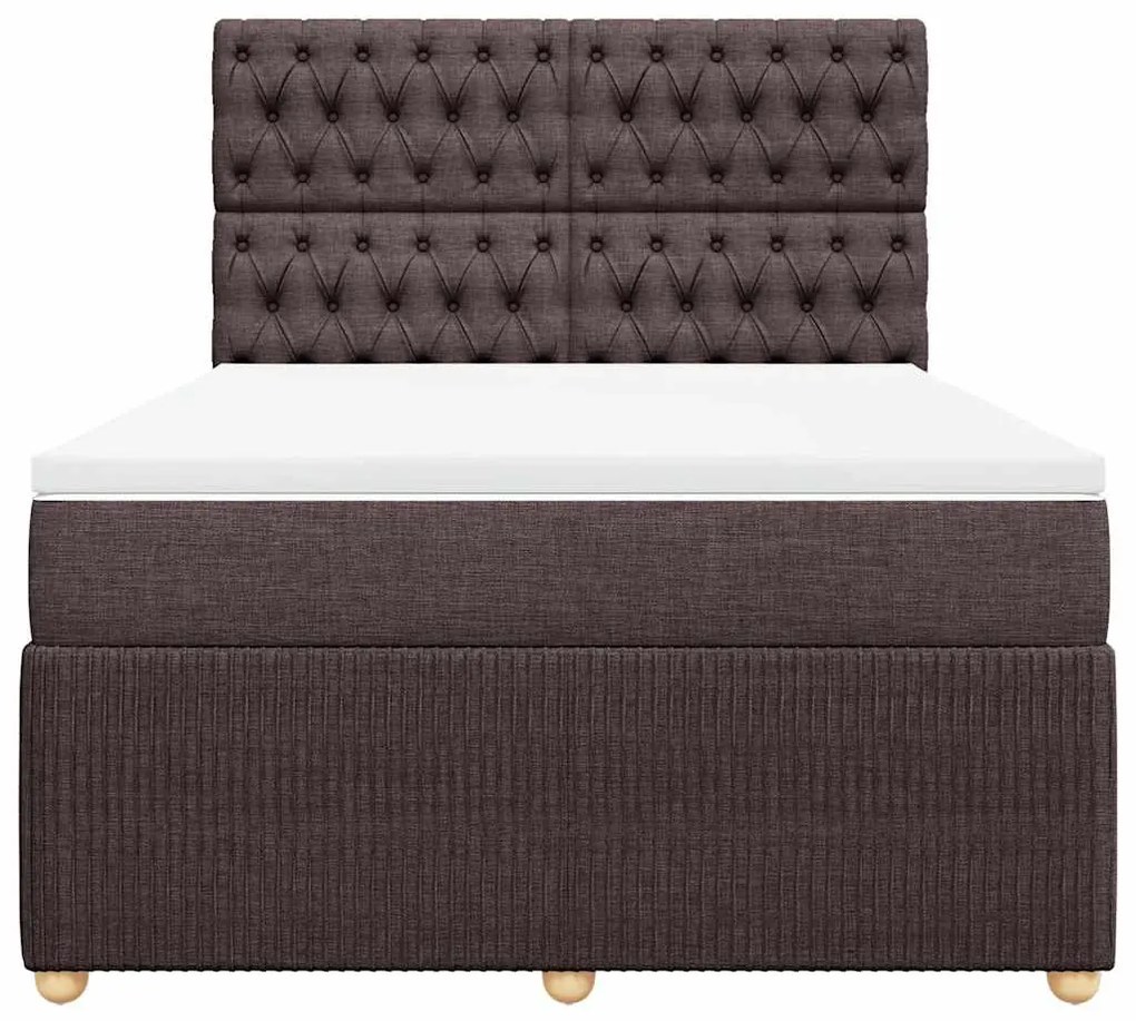 Cama com molas/colchão 140x200 cm tecido castanho-escuro