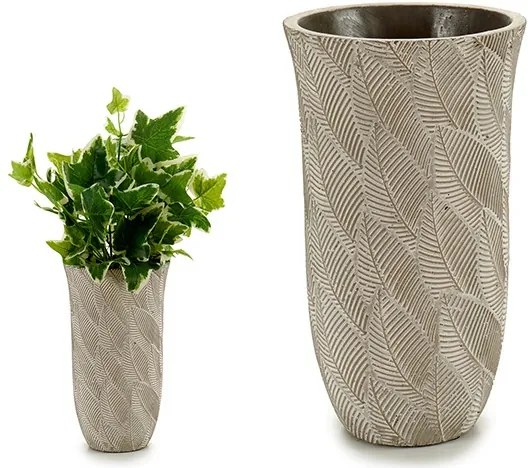 Vaso Folhas Cimento (14,5 x 25 x 14,5 cm)