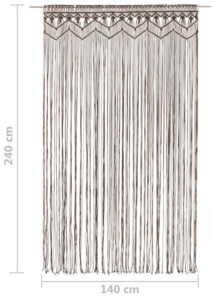 Cortina em macramé 140x240 cm algodão cinzento-acastanhado